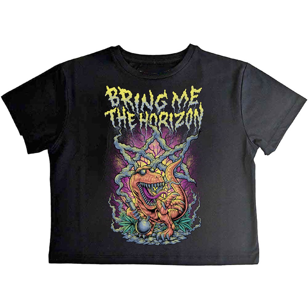 Bring Me The Horizon - Smoking Dinosaur Crop top - Zwart